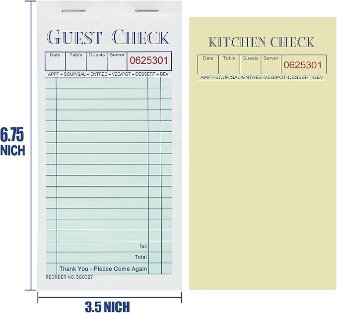 Batrical Guest Checks Server Note Pads 1000 Sheets - Image 2