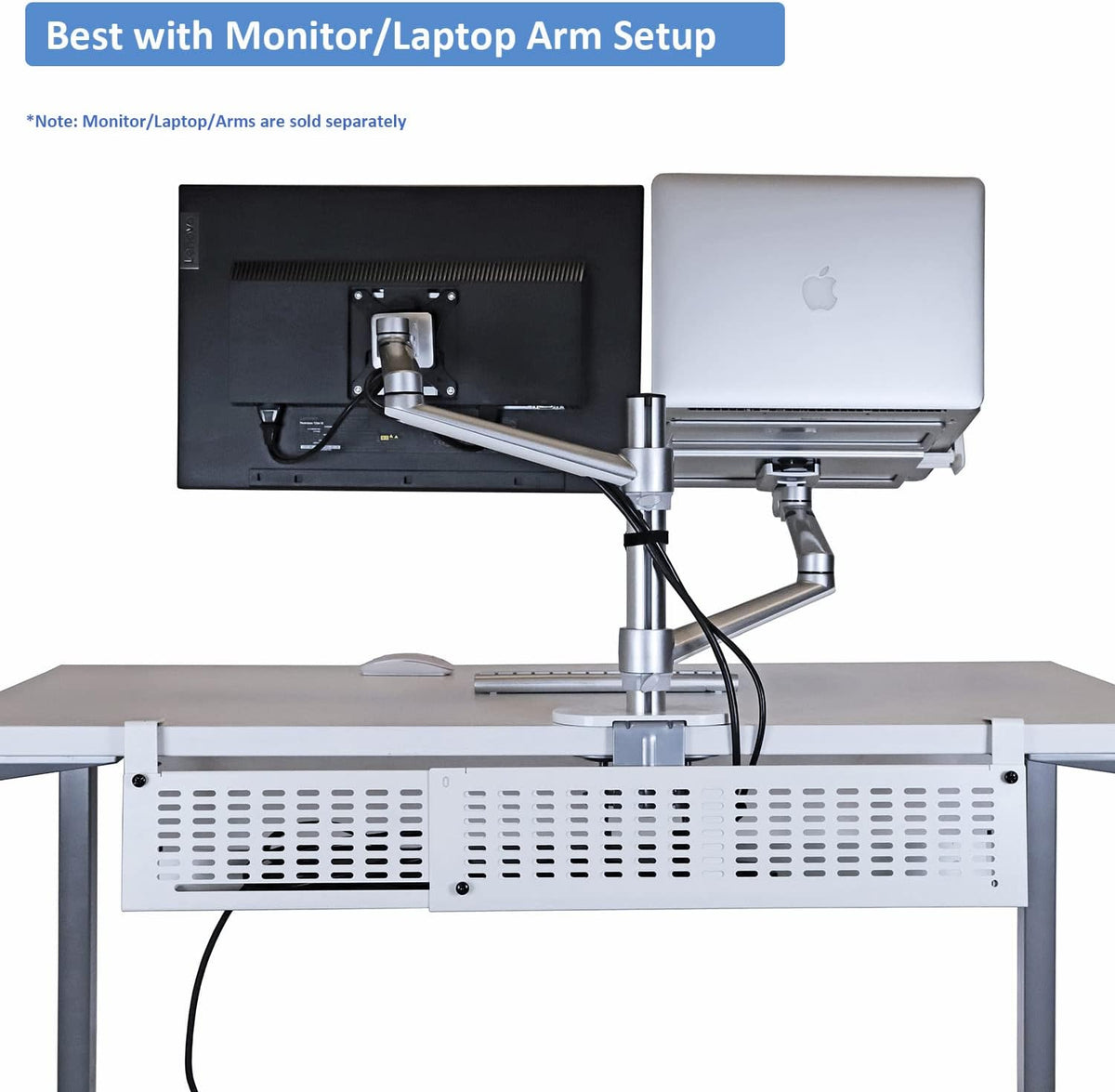 AEONS Under Desk Cable Management Tray Kit - Horizontal Adjustable up tp 41” ...