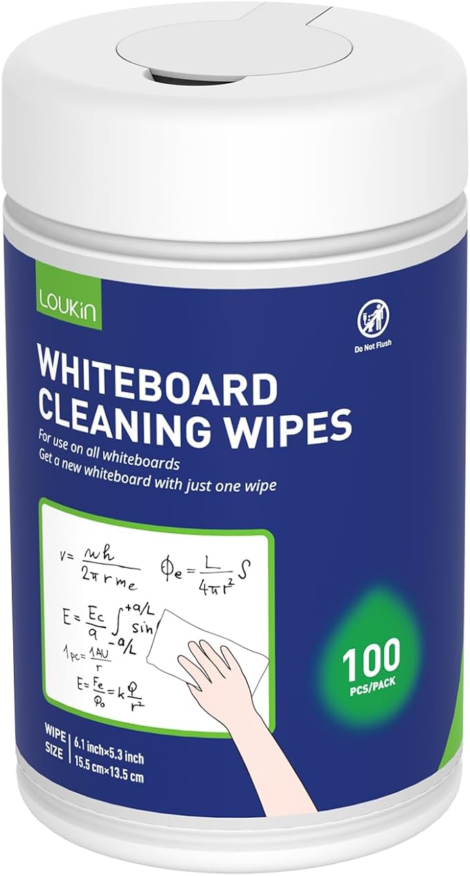 Loukin Whiteboard Cleaning Wipes, Dry Erase Board Cleaning Wipes, Non-toxic by LOUKIN