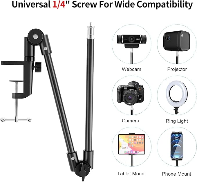 KDD Tablet Stand Holder, Adjustment iPad Phone Mount, 27in Long Arm Webcam - Image 6