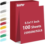 OcePor 100 Sheets Valentine's Day Red Cardstock Paper, Colored Printer Paper by OcePor