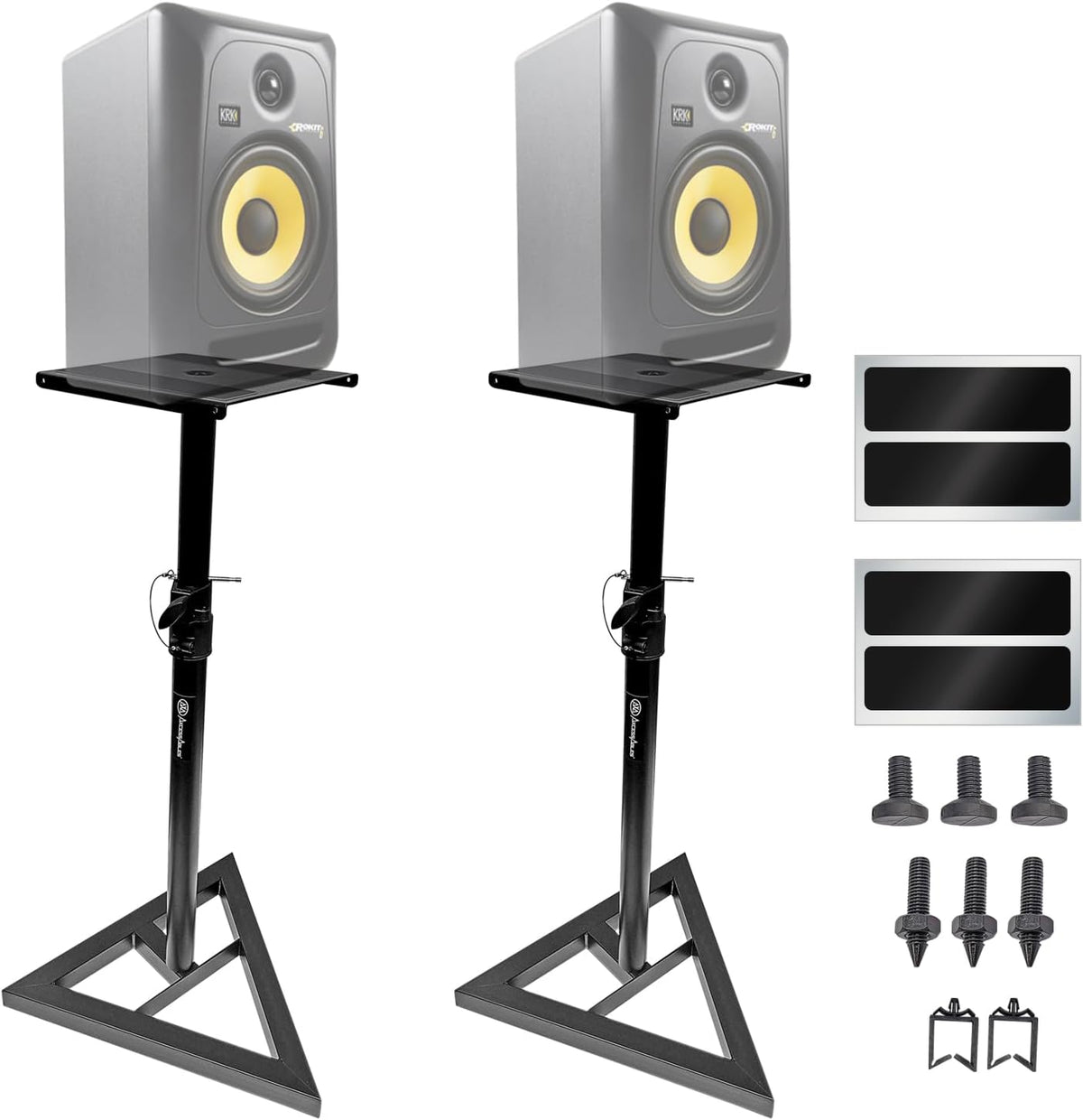 AxcessAbles Studio Monitor Speaker Stands Pair. 80lb Capacity per Stand. Adju...