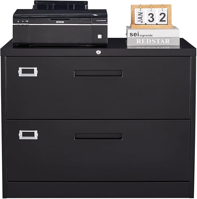 MIIIKO Lateral File Cabinet 2 Drawer, 35.4" Wide Drawers Storage File Cabinet by MIIIKOOfficeFurniture