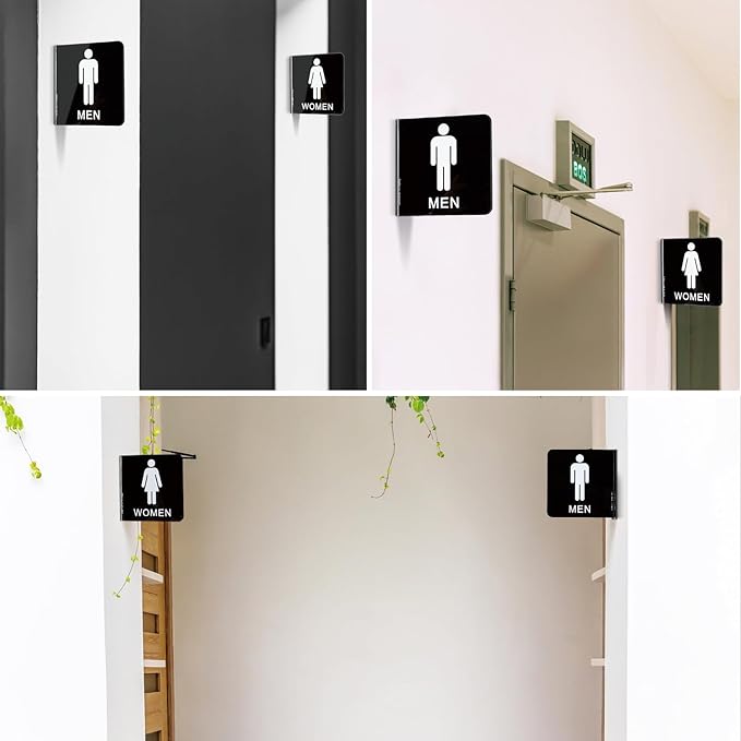 Faittoo Restroom Sign, Bathroom Signs, 6 x 6 Inches Acrylic Sign, - Image 6