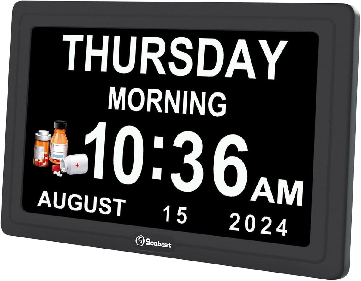 soobest dementia clocks for seniors, 7” digital date, main product view