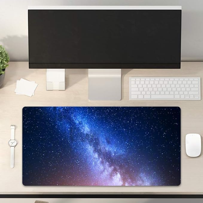QIYI Desk Pad, Galaxy PU Leather Desk Blotter Protector, Waterproof Computer - Image 2