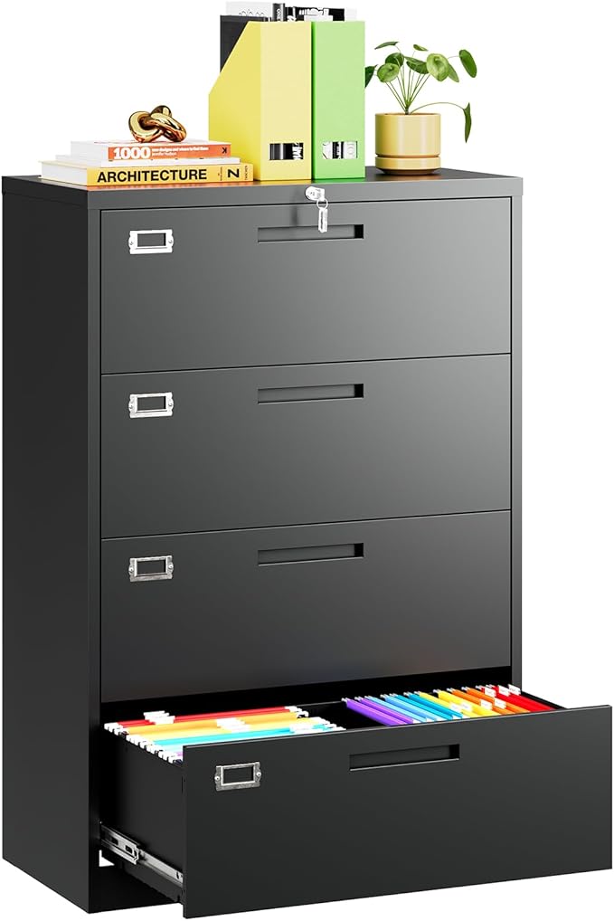 MIIIKO 4 Drawer Lateral File Cabinet by MIIIKOOfficeFurniture
