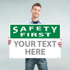 Custom OSHA Style Safety First Sign 24" x 36" Aluminum Sign, Customizable "Your - Image 2