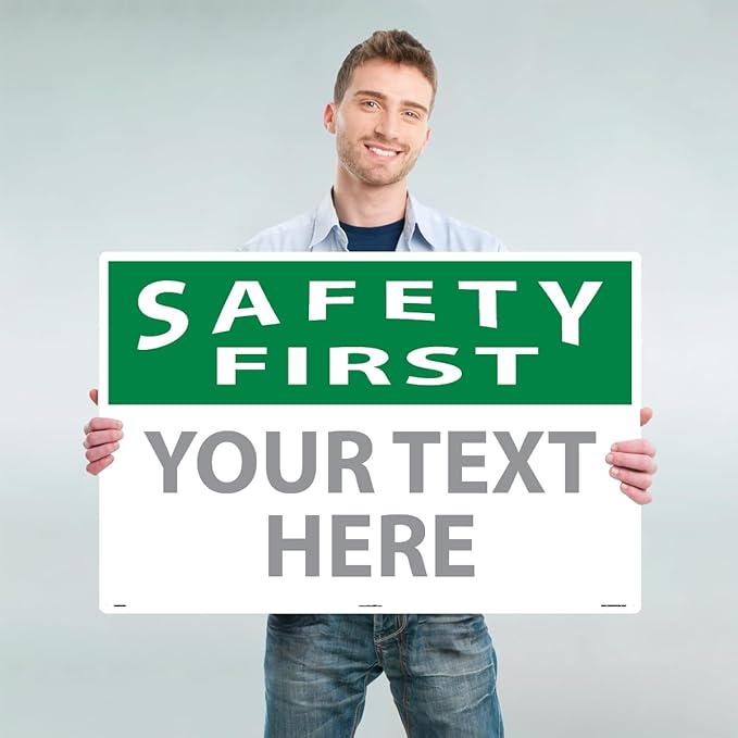 Custom OSHA Style Safety First Sign 24" x 36" Aluminum Sign, Customizable "Your - Image 2