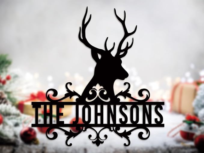 Metal Deer Scene Outdoor Family Wall Sign, Custom Deer Name Sign, Hunter Gifts - Image 2