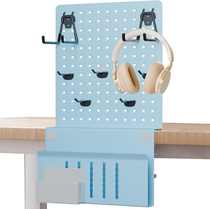 Henitol Desk Side Storage with Clamp-On Desk Pegboard, Steel Privacy Panel by Henitol