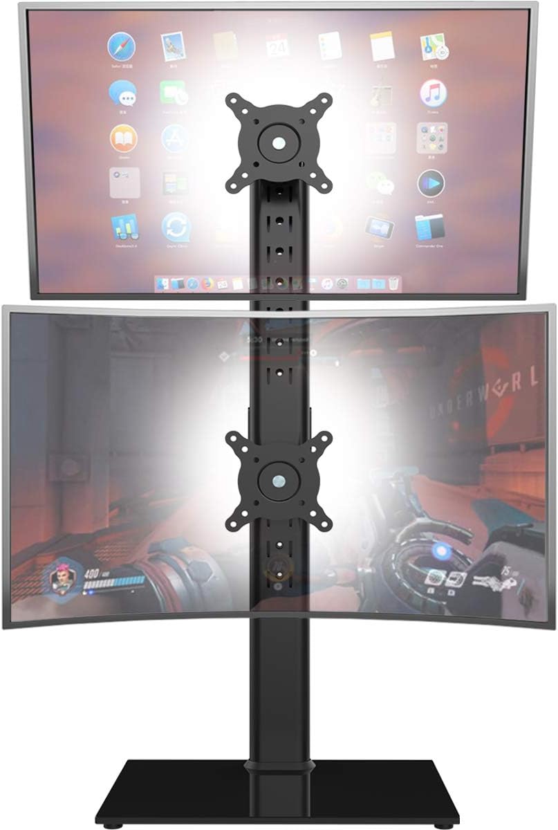 dual monitor stand - vertical stack screen free-standing, main product view