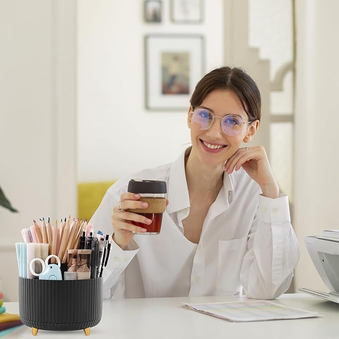 SKYDUE 360 Degree Rotating Desk Organizer, Dual-Purpose Pencil Pen Holder - Image 7