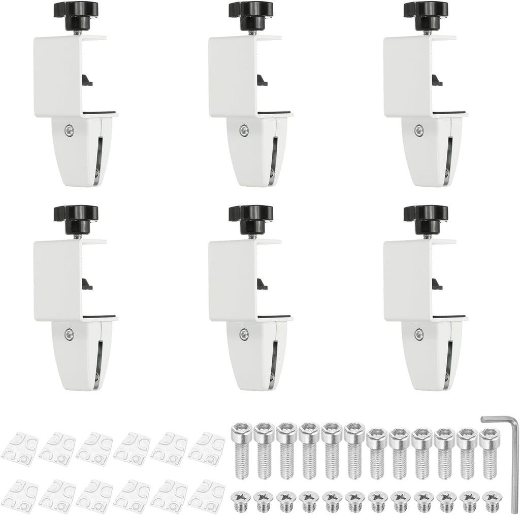 PATIKIL 6 Pcs 1/8" to 1/2" Adjustable Desk Divider Partition Clips, Aluminum