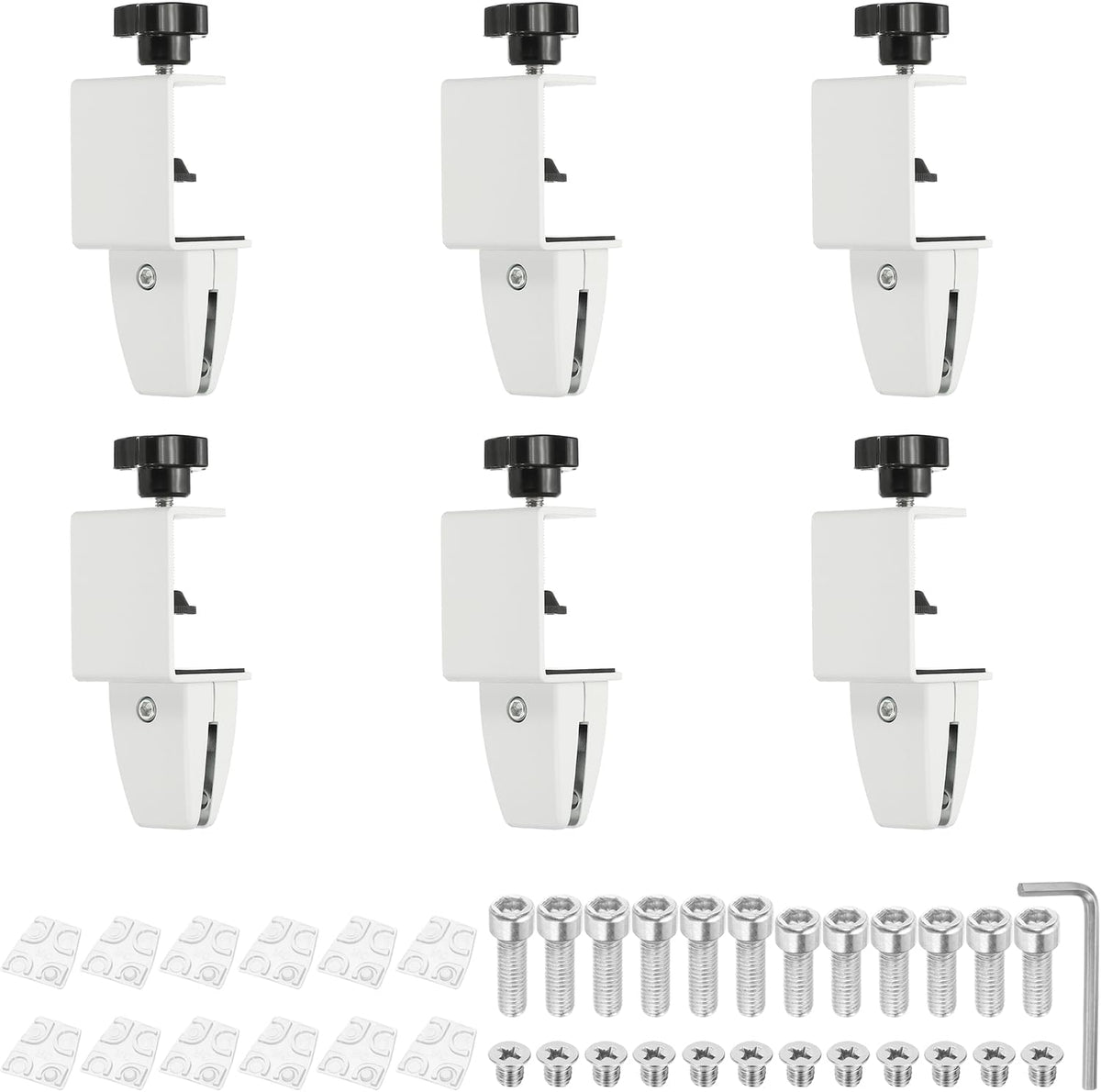 PATIKIL 6 Pcs 1/8" to 1/2" Adjustable Desk Divider Partition Clips, Aluminum