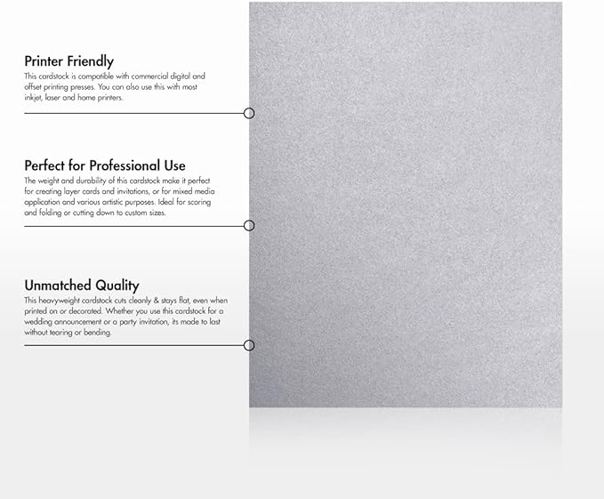 LUXPaper 8.5" x 11" Cardstock | Letter Size | Silver Metallic | 105lb. Cover | - Image 8
