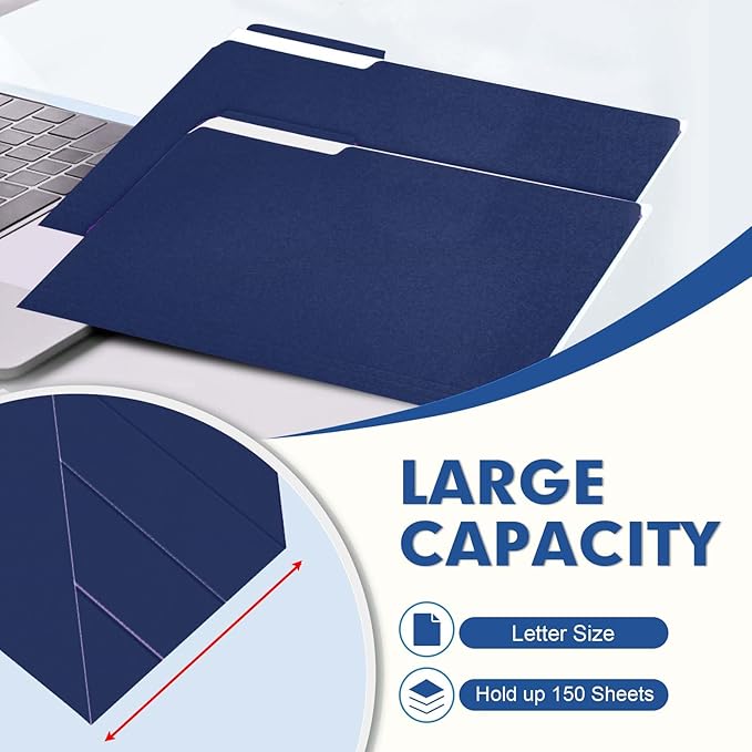 File Folder, PANDRI 120 Pack File Folder, 1/3 Cut Tab, Letter Size, Filing - Image 4