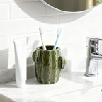 Cactus Ceramic Pencil Holder for Desk, Cute Western Office Decor | Stable Organizer for Pen, Makeup Brush & Toothbrush, Lovely Decor for Bathroom, School or Home Desk, Ideal Gift Choice