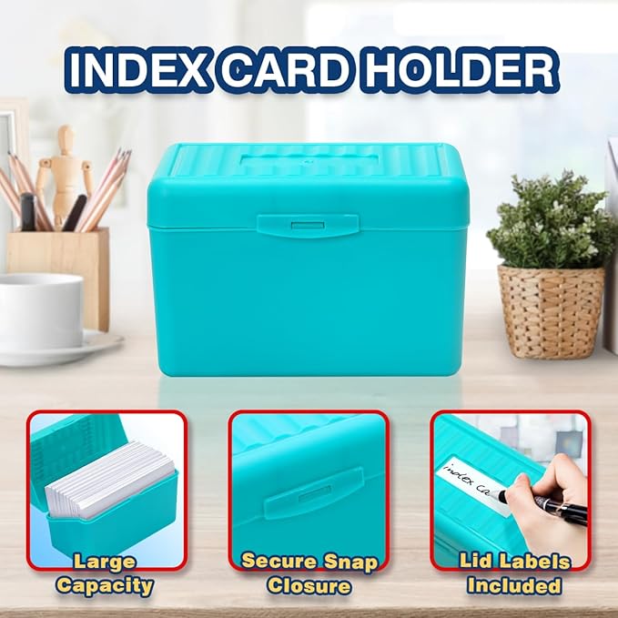 H4D 4x6 Index Card Holder with 100 Heavyweight Ruled Index Cards and 25 Plastic - Image 3
