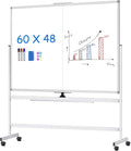 maxtek 60 x 48 Double Sided Rolling Whiteboard, Mobile Whiteboard Magnetic by Maxtek