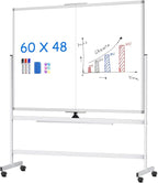 maxtek 60 x 48 Double Sided Rolling Whiteboard, Mobile Whiteboard Magnetic by Maxtek