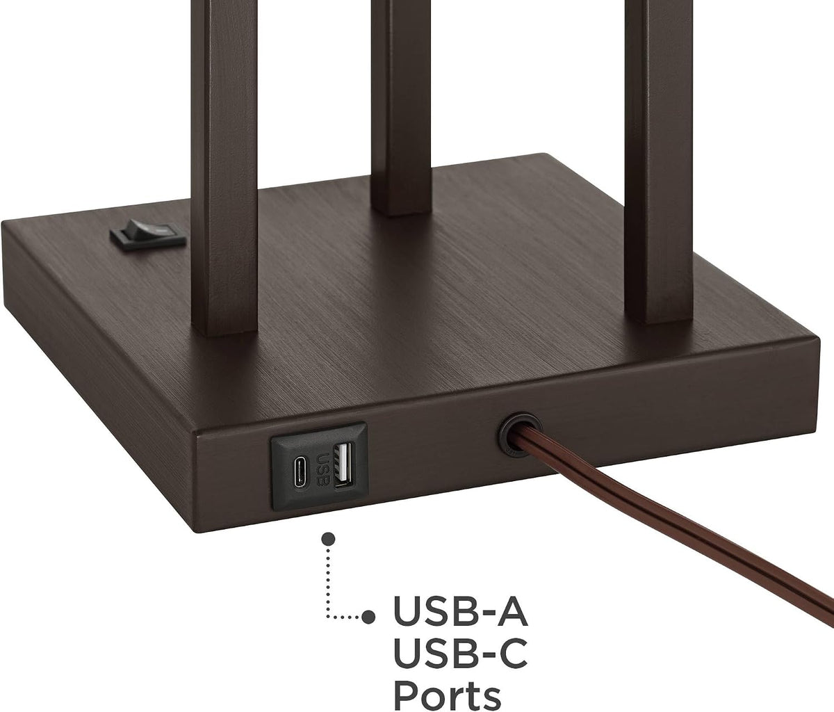 29 1/2" Tall Table Lamp USB 3-Light Bronze Brown Accent Modern Glass