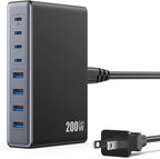 200W USB C Charger Block, GaN IV Charging Station 8 Ports, QC4.0 Fast Charging by LanLuk
