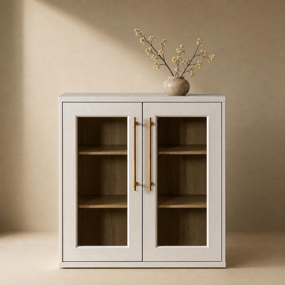 mopio Blake Storage Cabinet, Pantry, Sideboard (White Oak, Single, Acrylic)