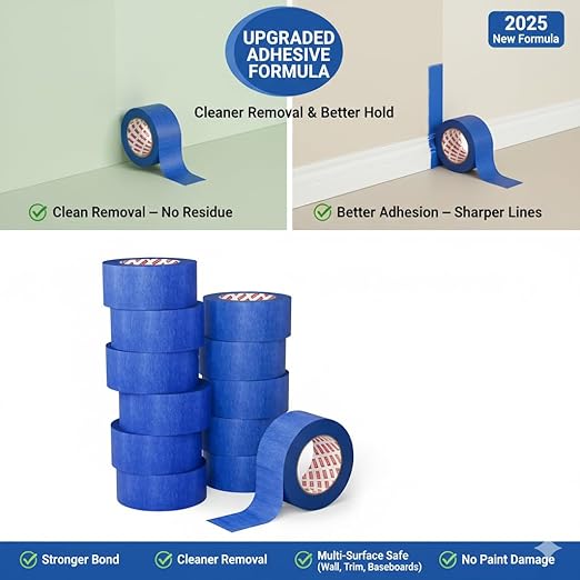 SWRT Blue Painters Tape 2 Inch Wide – 12 Rolls x 55 Yards, Clean Removal - Image 4
