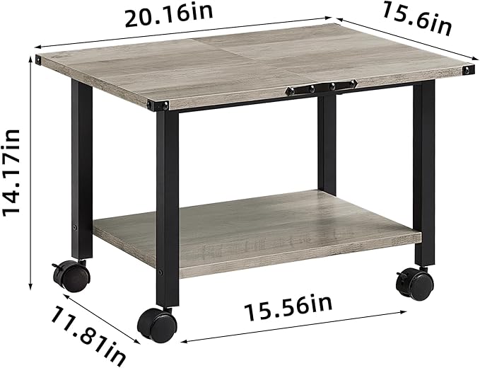 Lerliuo Under Desk Printer Stand, 2-Tier Industrial Mobile Printer Table - Image 2