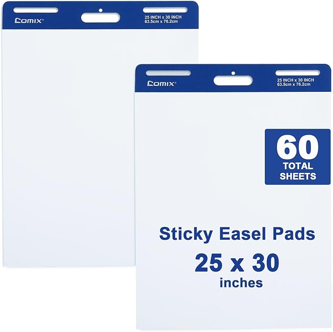 Comix Sticky Easel Pad, 25 x 30 Inches Flip Chart Paper by Comix