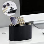 KINGFOM PU Leather Desk Organizer Pen Holder – Dual-Compartment Stylish Pencil - Image 6