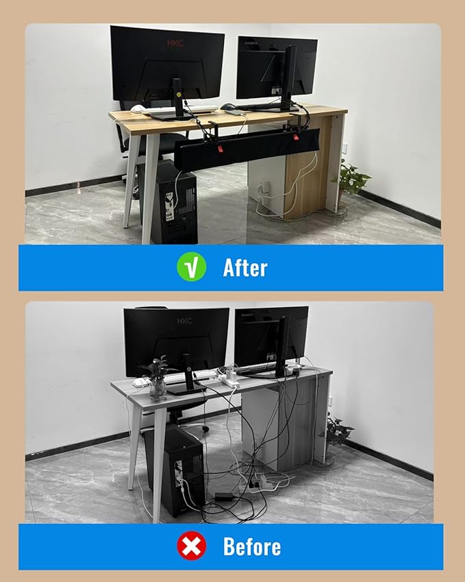 No Drill Cable Management Under Desk, Clamp/Screw Mount Cable Tray, Premium - Image 4