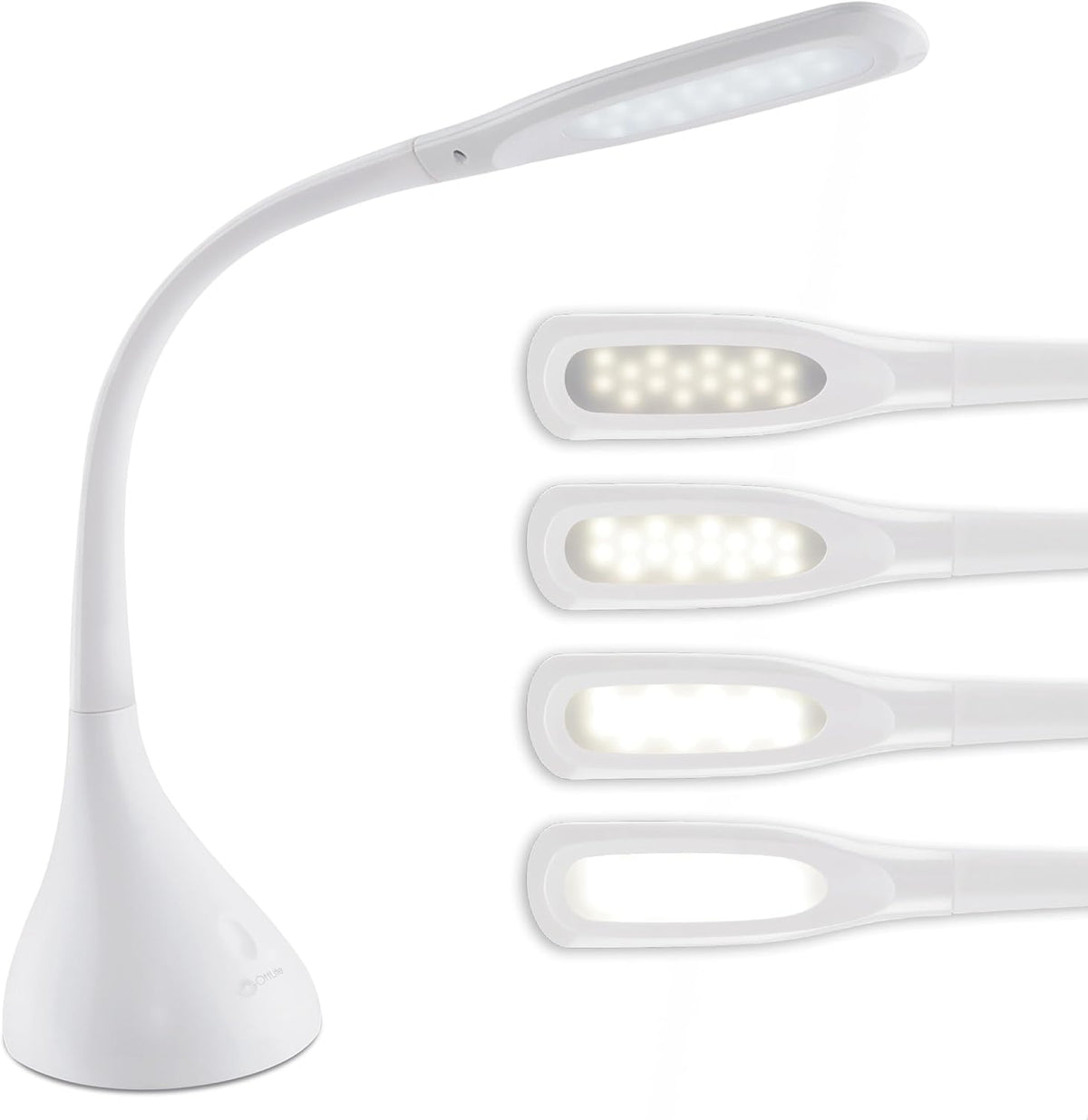 ottlite creative curves led desk lamp, white shown in use
