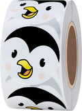 Hybsk Cute Penguin Happy Face Stickers Animal Stickers 1.5" Round Total 500 Labels Per Roll