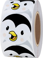 Hybsk Cute Penguin Happy Face Stickers Animal Stickers 1.5" Round Total 500 Labels Per Roll