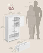 VASAGLE Floor Storage Cabinet, Freestanding Storage Unit - Image 3