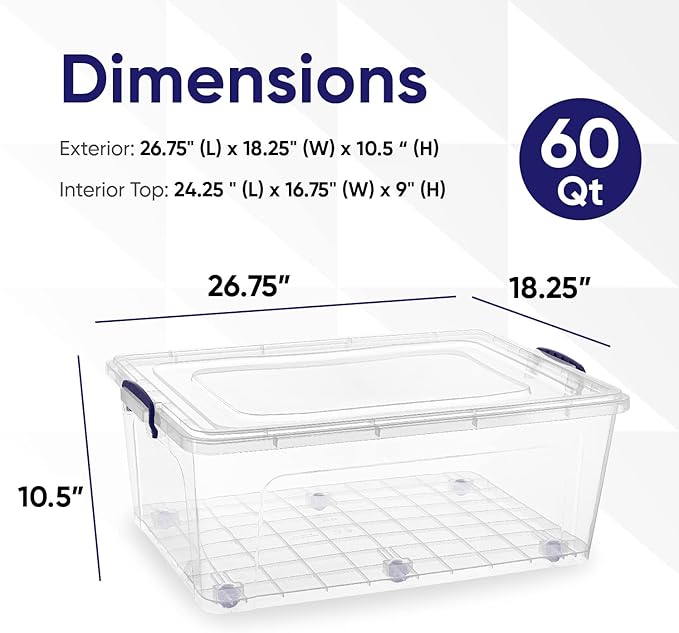 Superio Storage Bins with Lids, Stackable Totes, BPA Free, Odor Free, Organizer - Image 2