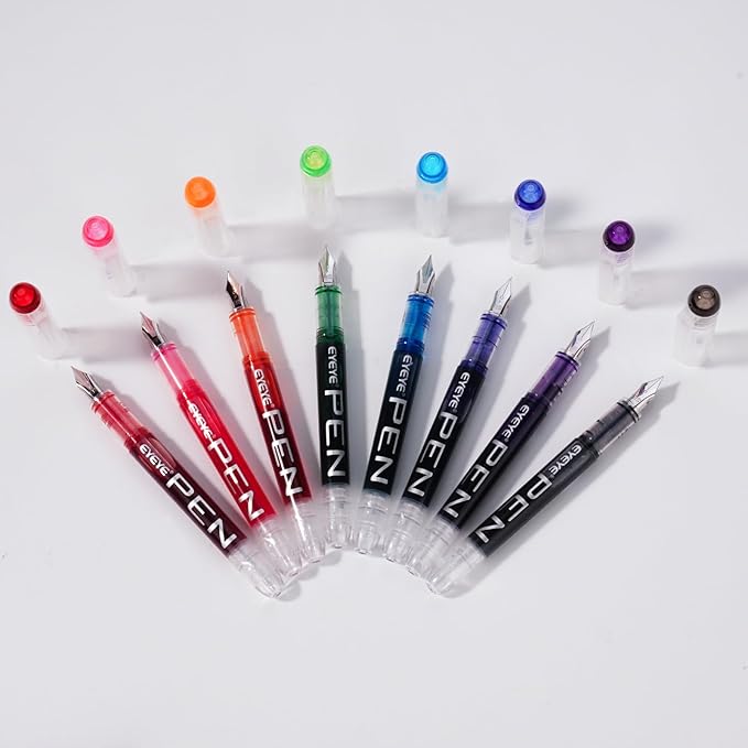 EYEYE Disposable Fountain Pens, 8 Pack Multicolor Fine Point Fountain Pens - Image 6