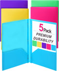 Mr. Pen- Plastic Folders with Pockets and Prongs, 5 Pack, Letter Size | Flexible Plastic Folders with Prongs