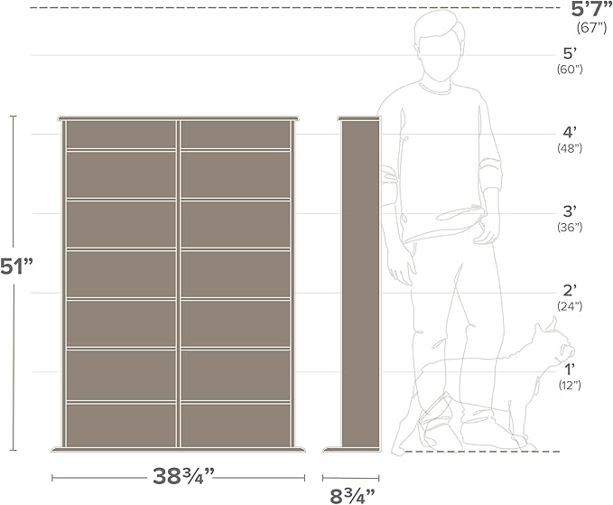 Prepac 2 Column Display Cabinet, 8.75" D x 38.75" W x 51" H - Image 4