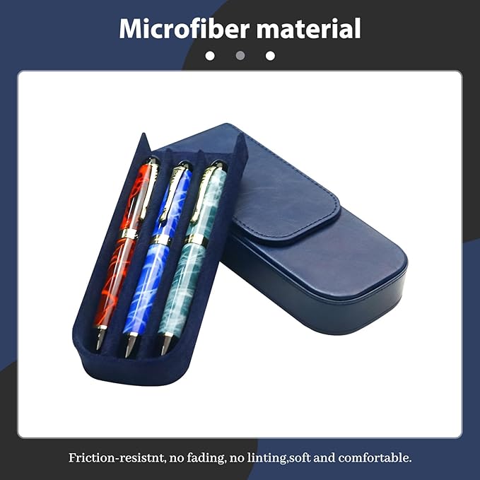 MIVLXLX Leather Triple Pen Case Pencil Pouch Holder - Image 3
