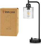 industrial desk lamp, fully dimmable small bedside table, front angle view