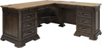 Martin Furniture IMSA684R-KIT Executve L-Desk & Return with Solid Wood Plank Tops, Fully Assembled, Brown