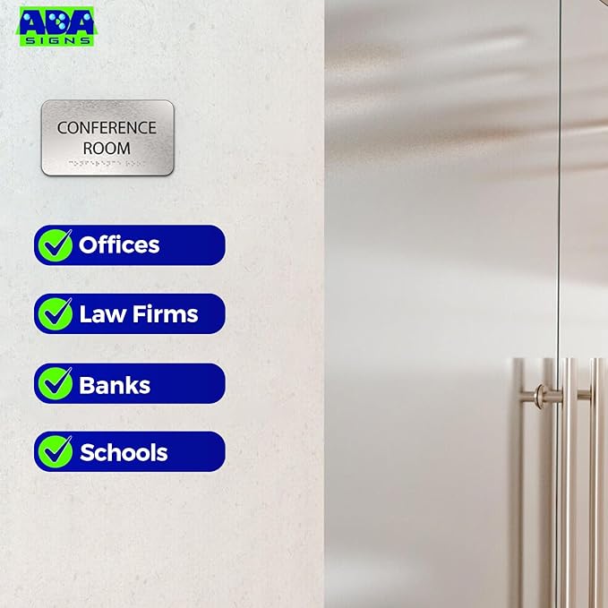 ADASigns Conference Room Sign 7" W x 4" H Durable Brushed Aluminum - Image 7