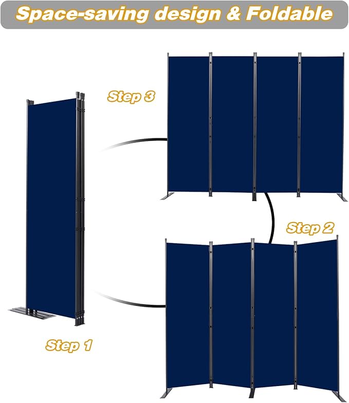 CHOSENM Room Divider, 4 Panel Folding Privacy Screens - Image 5