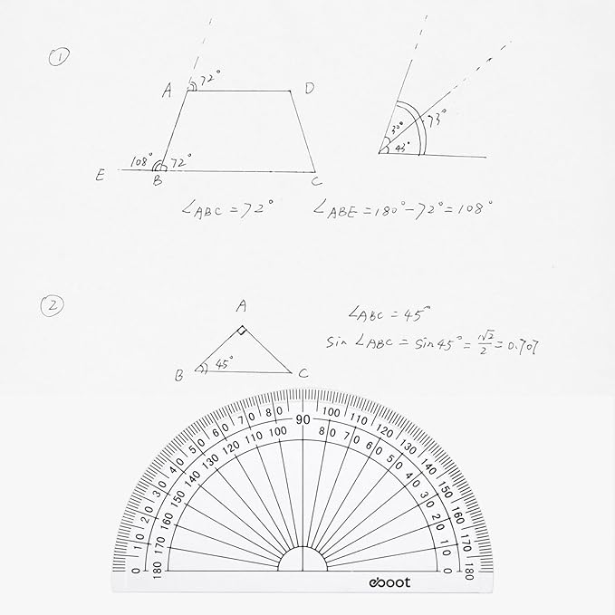 EBOOT 25 Pcs Math Protractors Plastic Protractor 180 Degrees, 4 Inches - Image 6