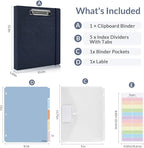 SKYDUE Clipboard Binder with Dividers, 1 Inch 3 Ring Binder with Clipboard on - Image 2