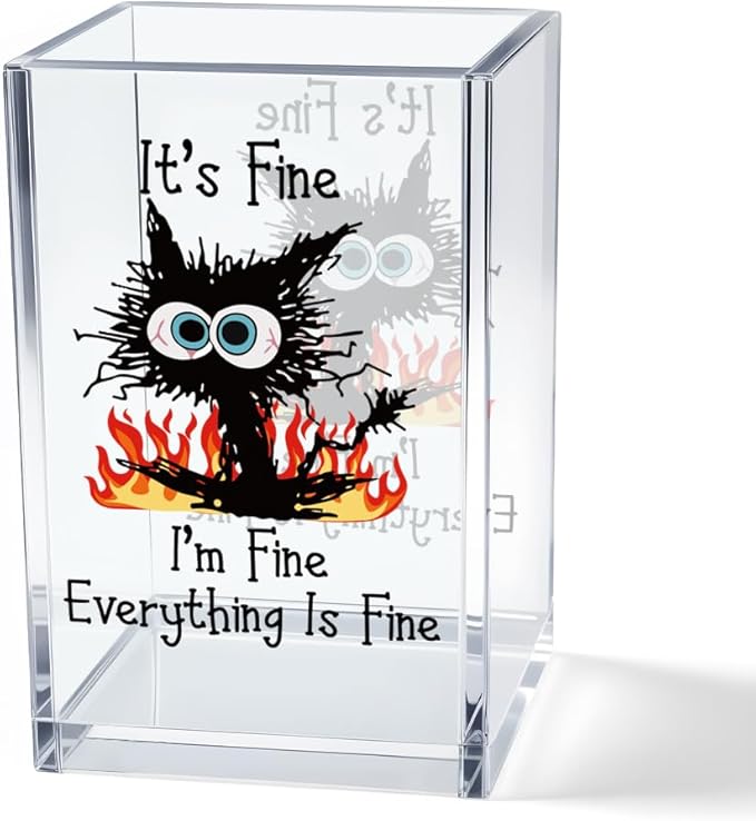 Vgrti It's Fine I'm Fine Acrylic Cosmetic Pencil Pen Holder Cup, Funny Black by Unknown