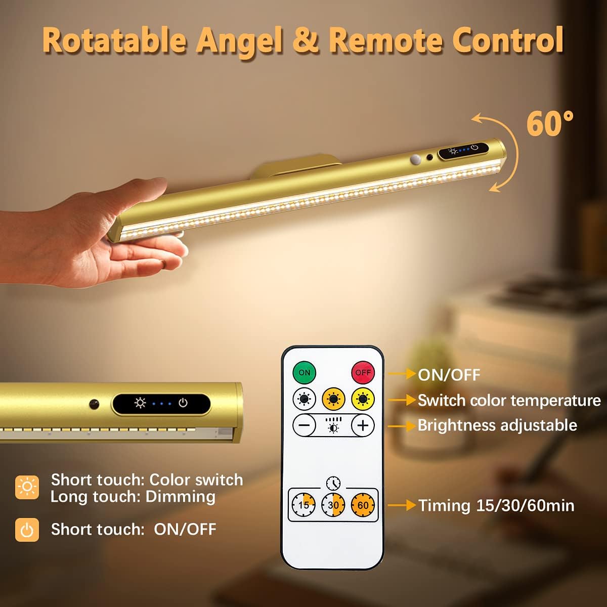 Rechargeable Magnetic LED Light Bar, 4000mAh Wireless Closet Light
